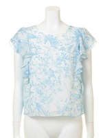 単色ボタニカルブラウス/ブラック