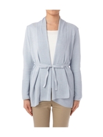 編地切り替えトッパーニットカーディガン/ブルー系(091)