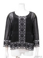 COTTON TULLE LACE BLOUSE/BLK