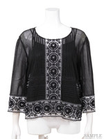 COTTON TULLE LACE BLOUSE/BLK