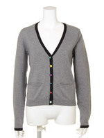 【AULA AILA BASE】コットンナイロンシルク パイピングVネックカーデ/トップグレー