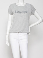 シフォンドッキングプリントTシャツ/グレー