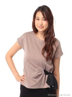 ストライプサイドリボン網ピンチ　2/ベージュ