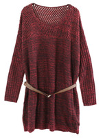 ベルト付ニットワンピ/ホワイト