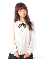 リボンフリルブラウス/クリーム