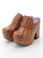 レザーサボサンダル/CAMEL