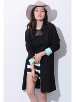 【O】ワンポイントチェスターコート/BLACK