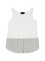 [L]ジャージ×ストライプカットソー/ホワイト(001)