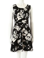 【CEDNIE】フラワータックワンピース/ブラック