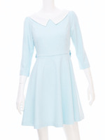 【美人百花2月号掲載】リボン付ツイードワンピース/ブルー