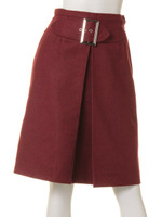 ウエストベルトひざ丈スカート/ヴォルドー