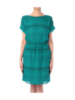 ジオメトリックボーダーシルクワンピース/グリーン系(190)