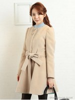 ノーカラーワンピコート/オフホワイト