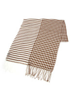 千鳥&ボーダーストール/ブルー系(592)