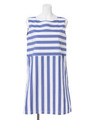【WEB限定】JC C ボーダー×ストライプ ノースリーブ ワンピース/ロイヤルブルー