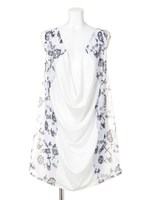 カット×シフォン切り替えタンクチュニック/オフホワイト