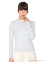 クリアビジュハイネックトップス/ブルー