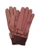 タッチスクリーン対応 ラムレザーニットリブ付きグローブ/ブラウン系(041)