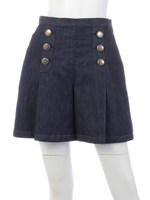 デニムボタン付ショートパンツ/インディゴブルー
