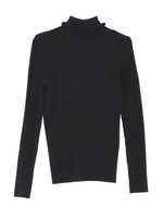 フリルタートルニット/ブラック