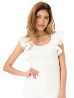 ショルダーフリルトップス/WHITE