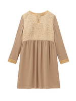 ジョーゼットきりかえワンピース/ベージュ(052)