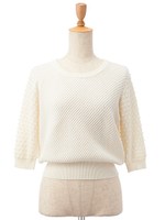 パールニットトップス/レッド