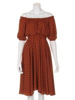 小紋柄オフショルワンピース/BLK