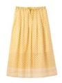 エスニック柄ミモレ丈ギャザースカート/イエロー(132)