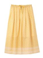 エスニック柄ミモレ丈ギャザースカート/イエロー(132)