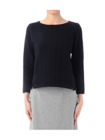 ケーブル柄ふくれジャカードカットソー/ネイビー(093)