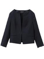 コットンリネンノーカラージャケット/ホワイト(002)