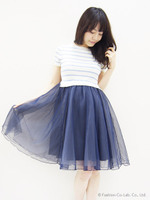 ニットドッキングチュールワンピース【Summer】/ネイビー