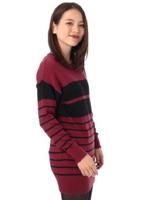 パネルボーダーニットワンピース/ボルドー(364)