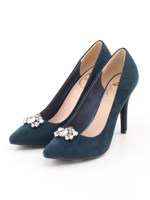 ビジュー付パンプス/ベージュ