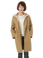 フーデッドドロップショルダー比翼コート/キャメル(041)