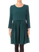 モザイクジャカード織りフレアワンピース/ダークグリーン(023)