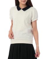 レース衿付きミニ裏毛プルオーバー/アイボリー(004)