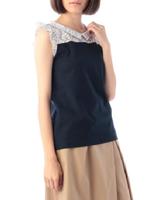 襟つきレース切り替えカットソー/ネイビー(093)