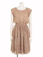 小花柄ウエストギャザーＯＰ/ベージュ