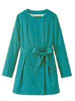 比翼仕立てノーカラースプリングコート/グリーン系(022)