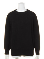 柄畦ニットプルオーバー/ブラック