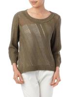 麻混編地切り替えニット/ホワイト系(002)