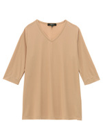 Vネッグ分袖カットソー/ベージュ系(052)