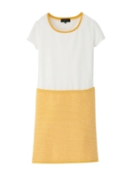 [L]ラメニット切替えワンピース/イエロー系(433)