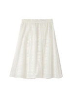 [L]透かしチェック柄フレアスカート/ホワイト(201)