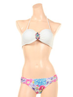 【24-7】無地×パンジー/アクセサリーバンドゥビキニ/ホワイト