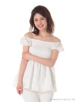 【dazzlin】コットンレースオフショルチュニック/ホワイト