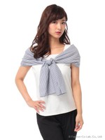 ＦＲＯＮＴリボン異素材ブラウス/シロ