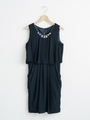 ウエスト切替フリルドレス/ネイビー